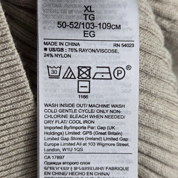 Banana Republic Size XL Kahki Colored Sweater Dress Statement Sleeves Ribbed - Picture 9 of 11